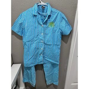 Allison Rhea Women's Striped Button-Up Pajama Set 100% Cotton Woven S